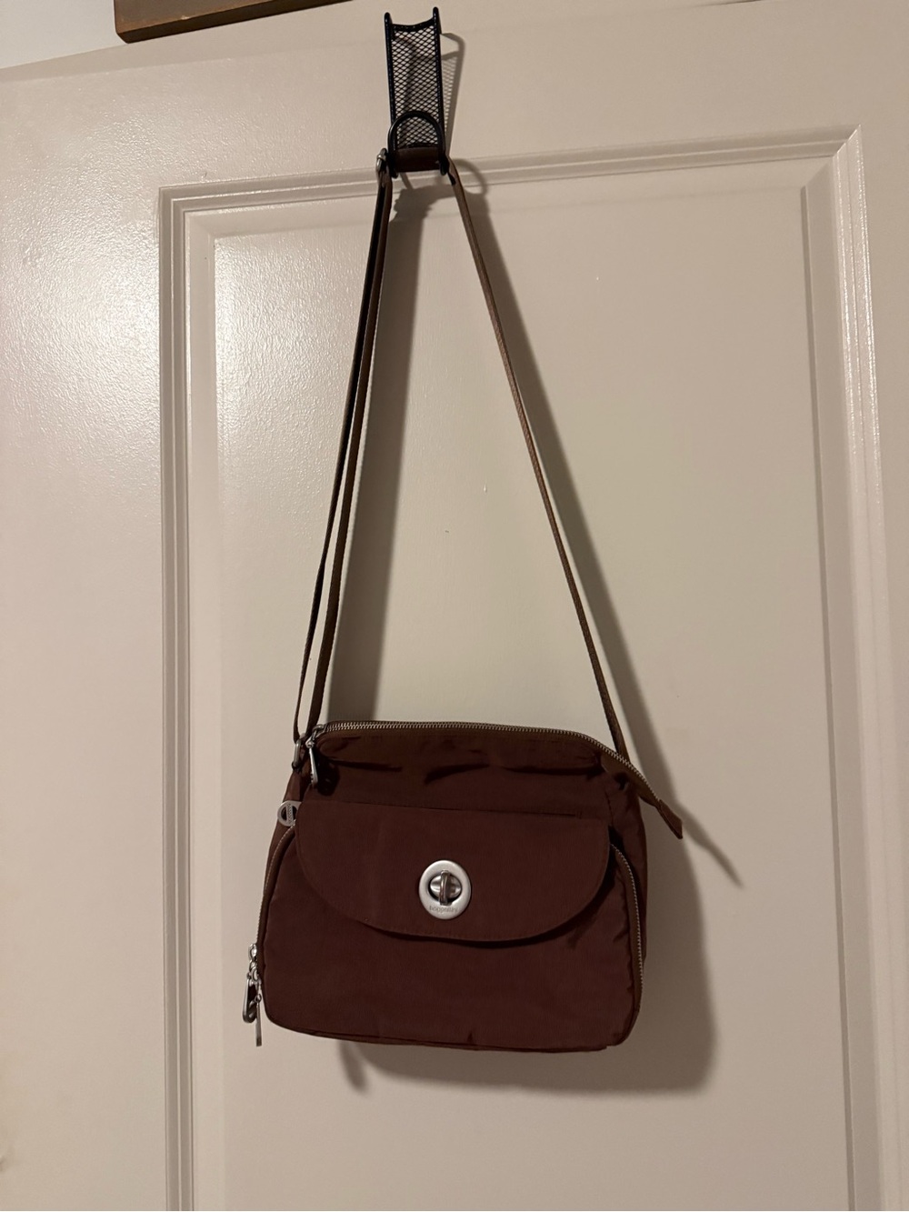 Baggallini Brown Crossbody Bag with Silver Turn-Lock